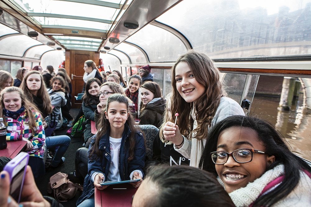 School group onboard a boat