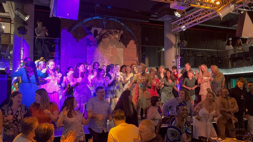 Youth choir performing with a local south african group